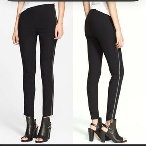 Rag & Bone size 8 Chatel Size Zip Black Pants with Gold Zipper Accents